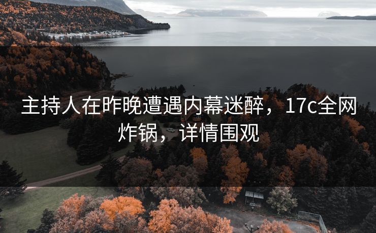 主持人在昨晚遭遇内幕迷醉，17c全网炸锅，详情围观