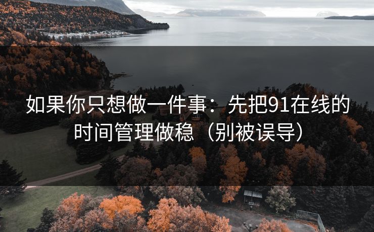 如果你只想做一件事：先把91在线的时间管理做稳（别被误导）